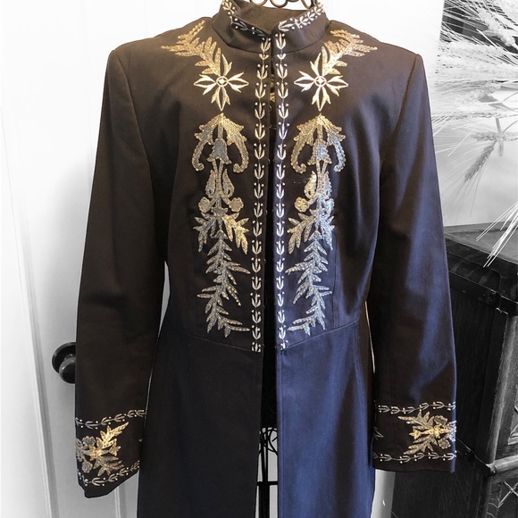 Exquisite |  100% Cotton Embellished Lined Jacket | Platinum “Soleil” series - Picture 3 of 6